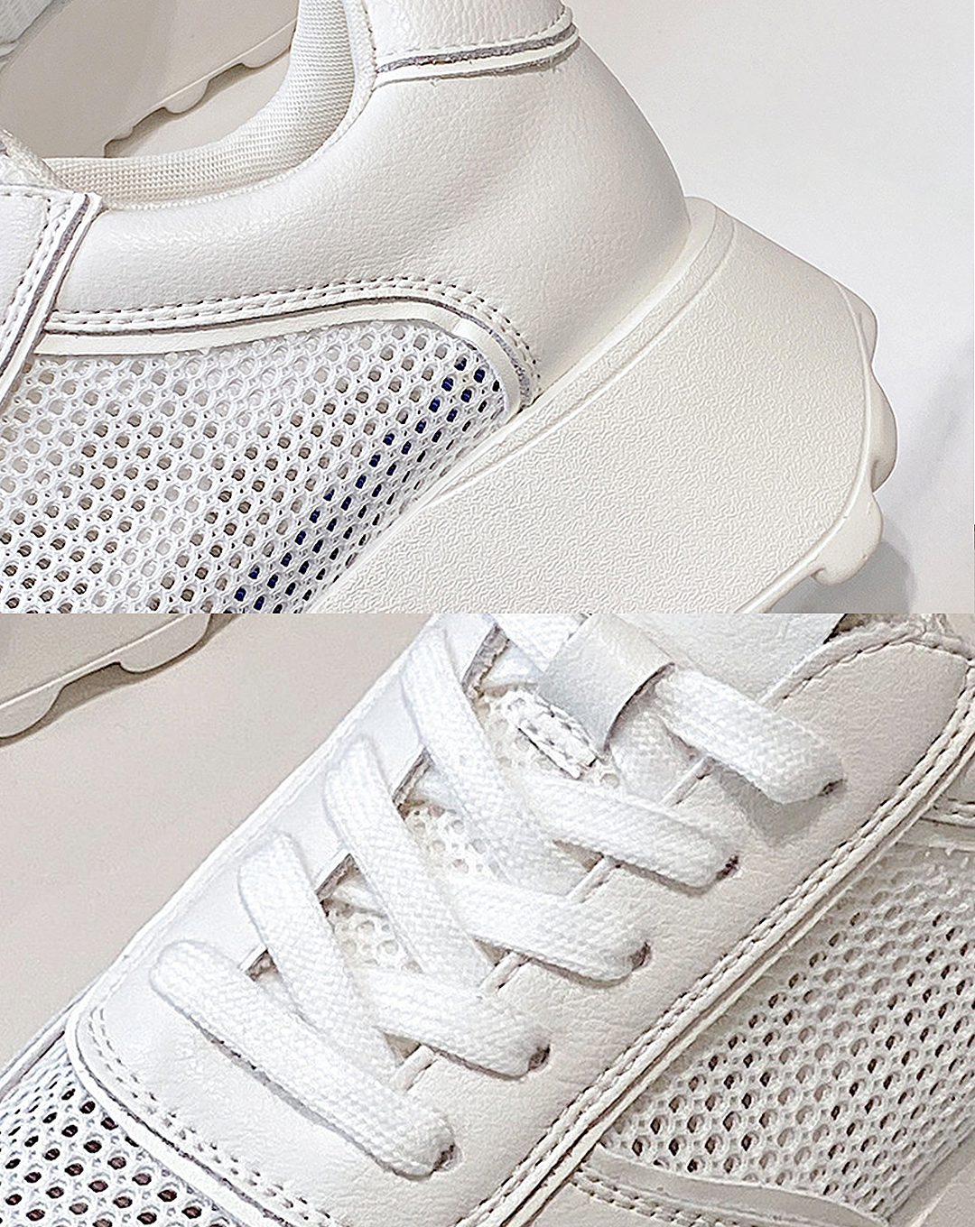 ♀本革/White Platform Sneakers