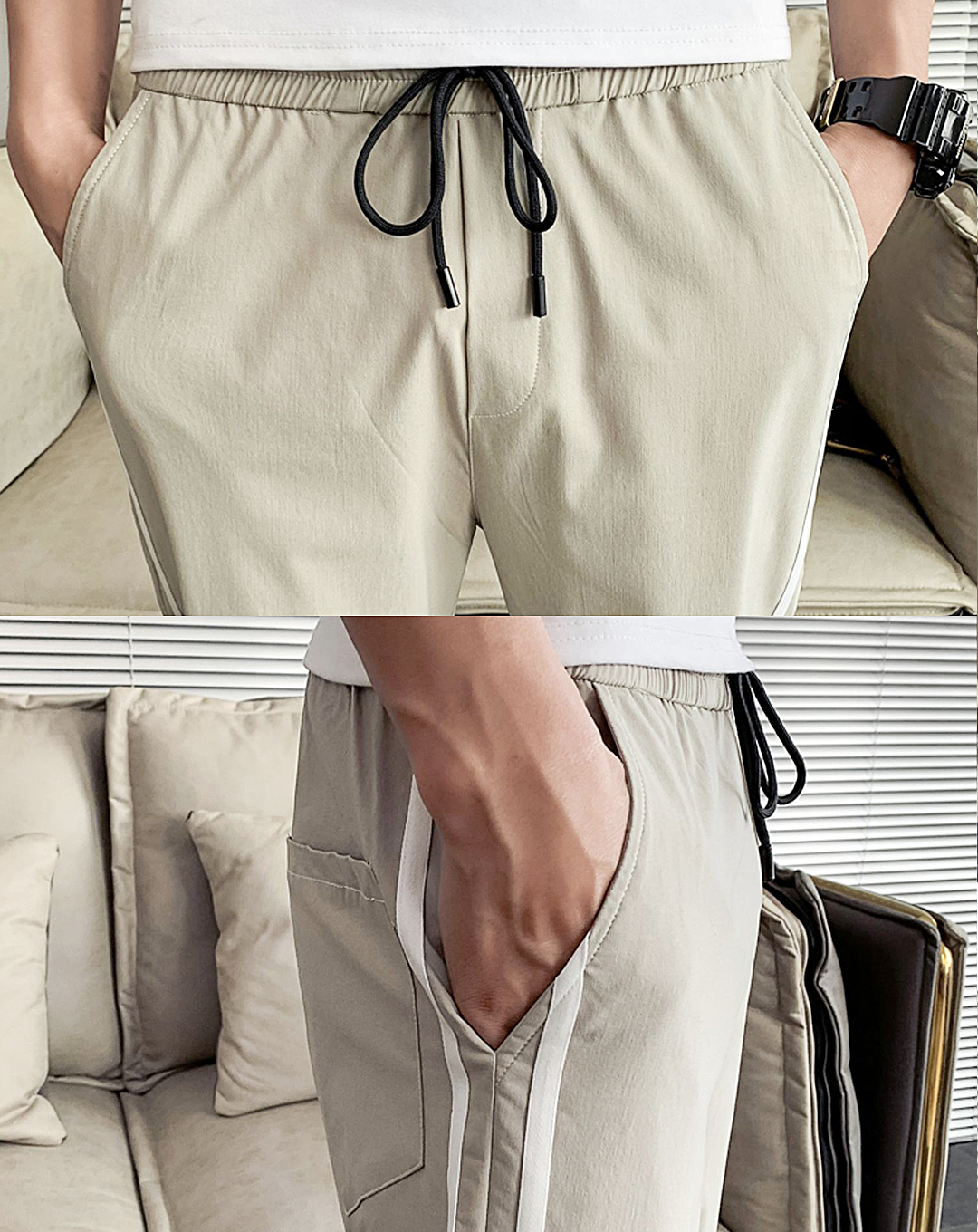 ♂Drawstring Line Pants