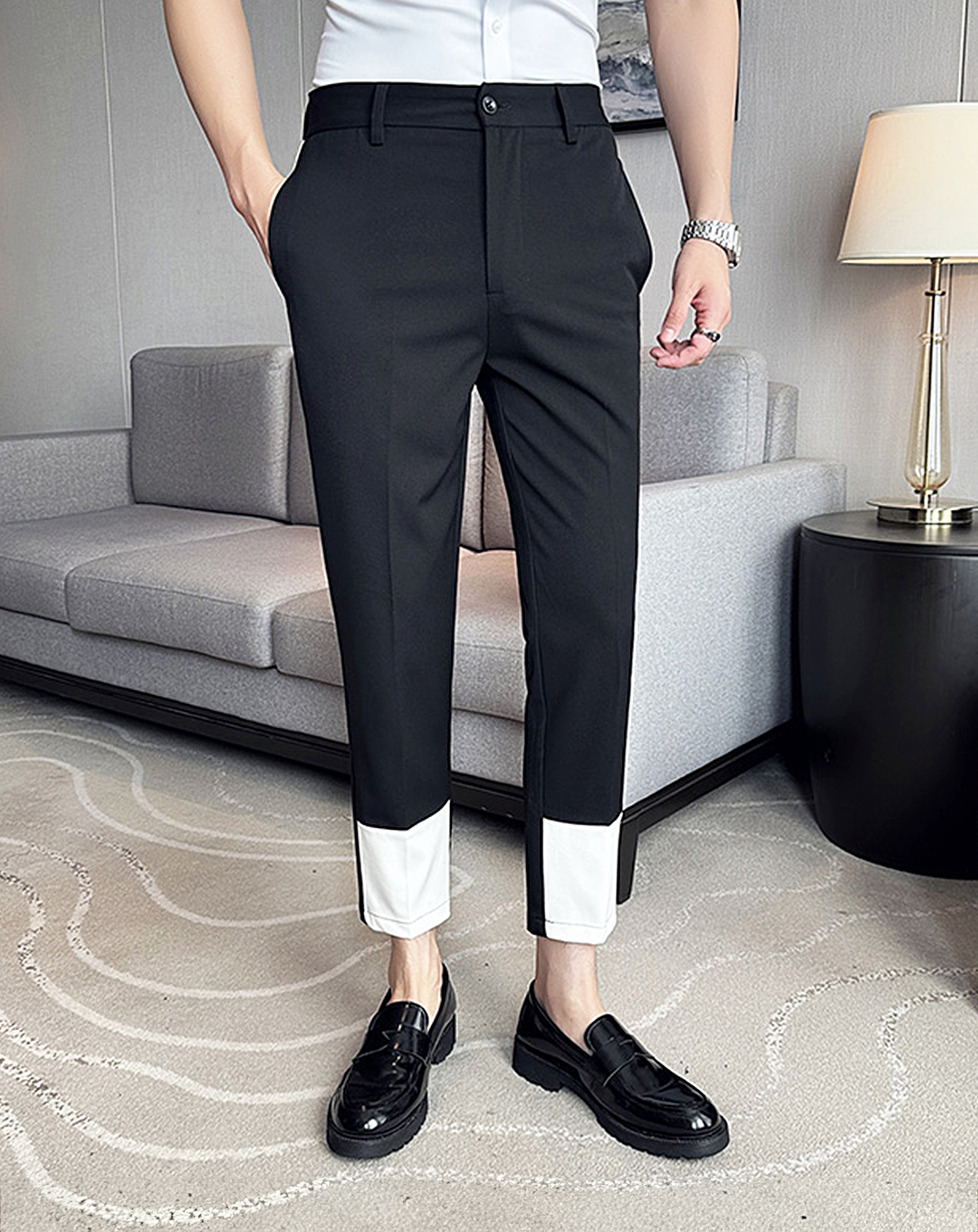♂Monotone Bicolor Stick Pants