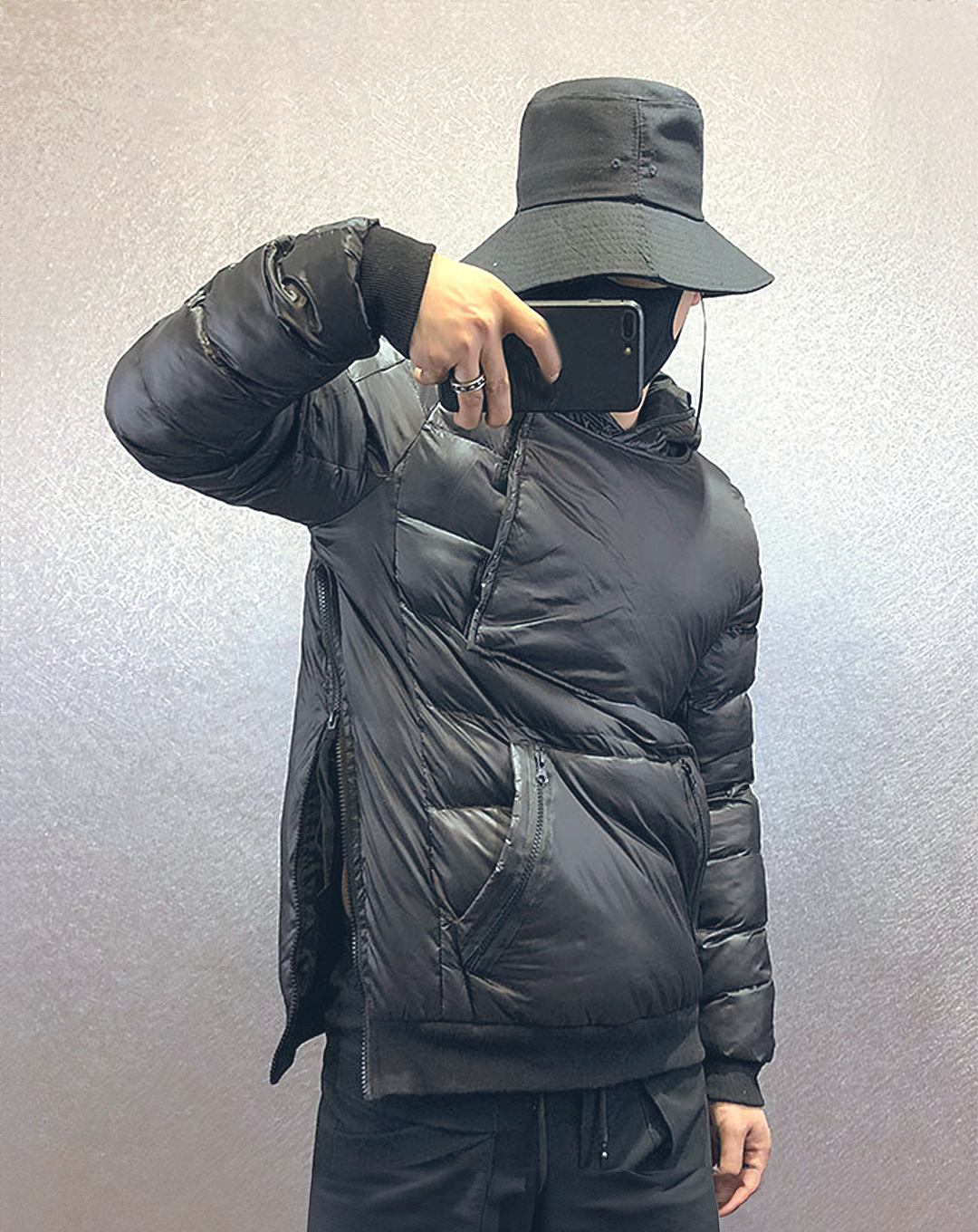 ♂Asymmetric Wrap Design Down Jacket
