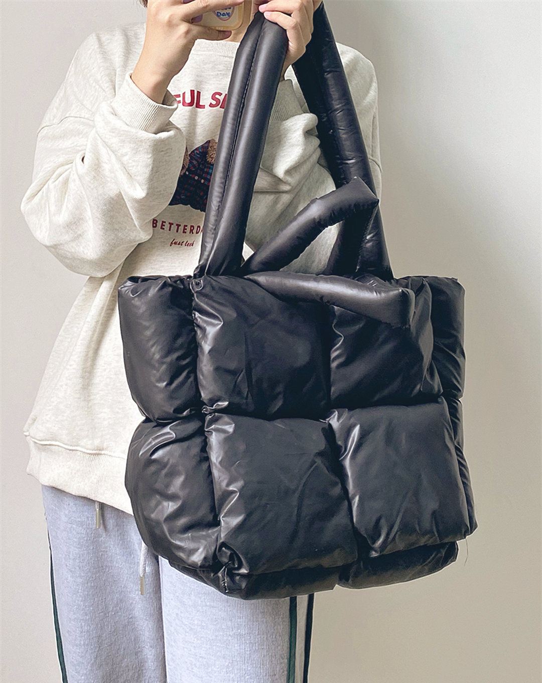 Down Quilted Tote Bag