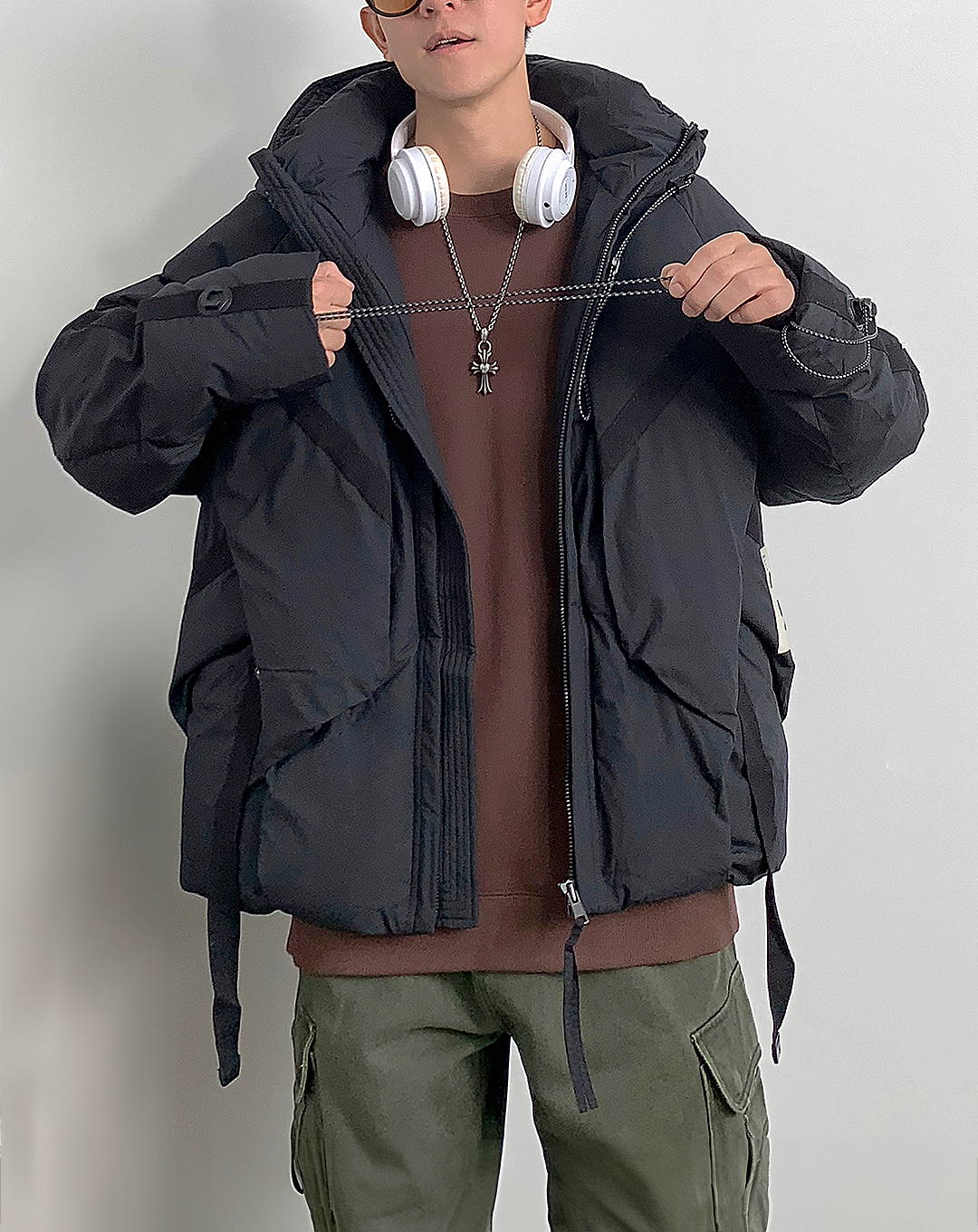 ♂Hooded Drawstring Down Jacket