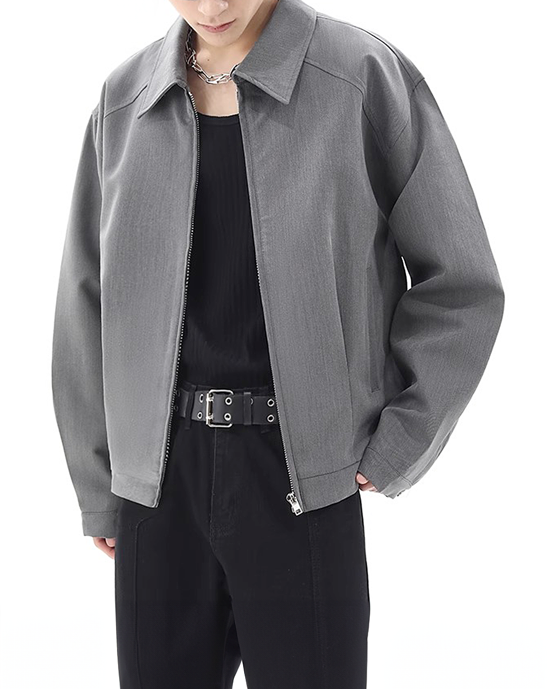 ♂Plain Zip-Up Jacket