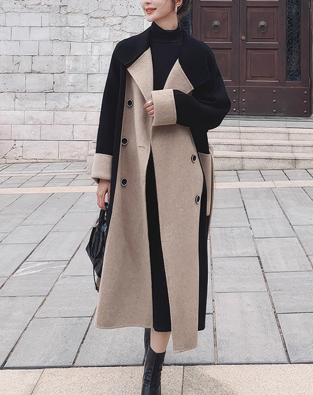 ♀Color Block Double Coat