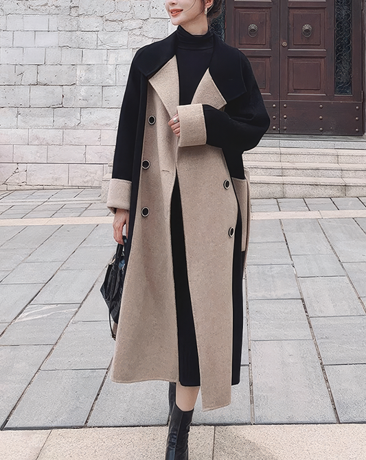 ♀Color Block Double Coat