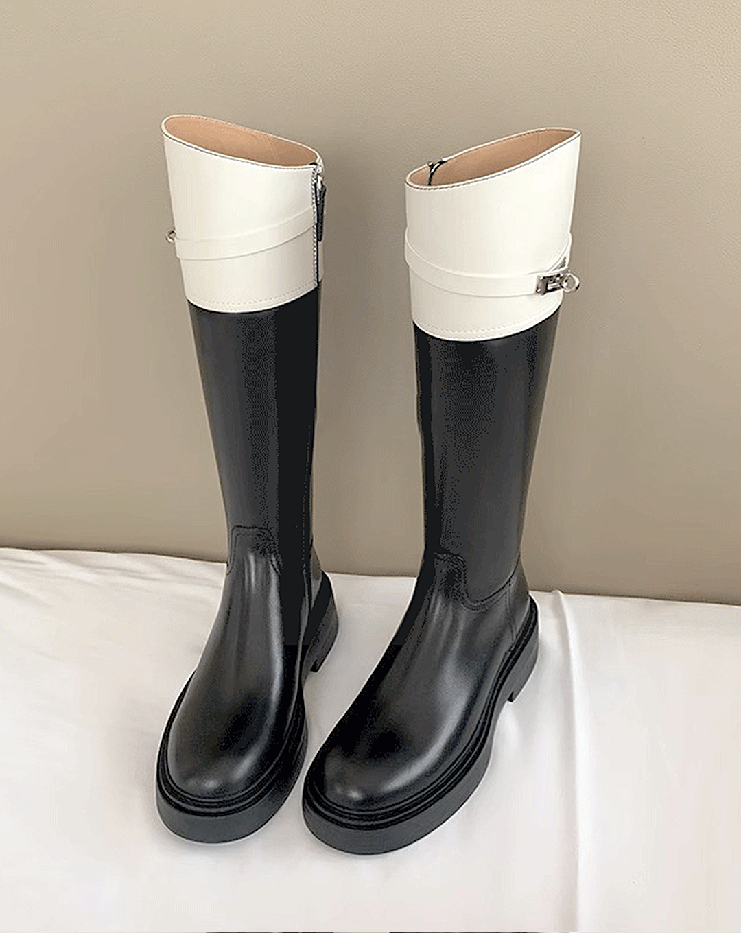 ♀本革/Strap Long Leather Boots