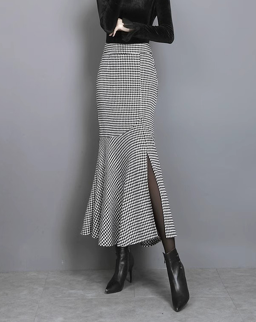 ♀Houndstooth Mermaid Skirt