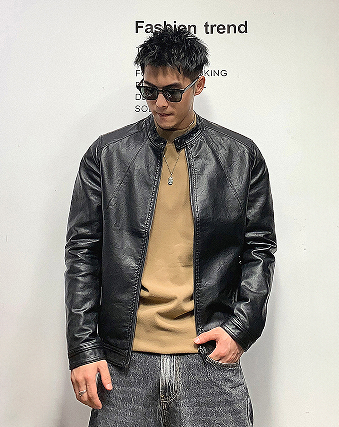 ♂Stand Collar Leather Jacket – SOSOS design ♂Stand Collar Leather Jacket – SOSOS design