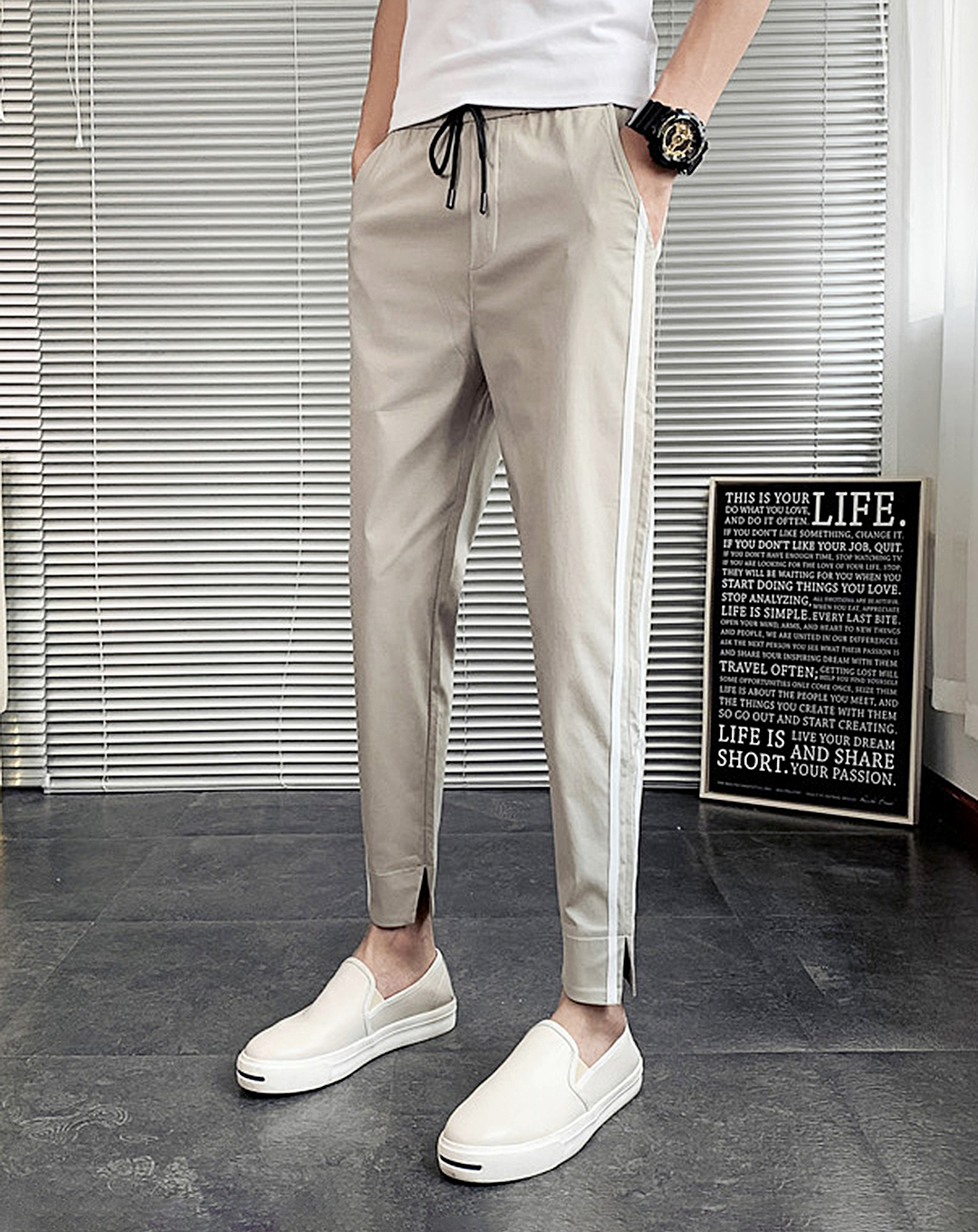 ♂Drawstring Line Pants