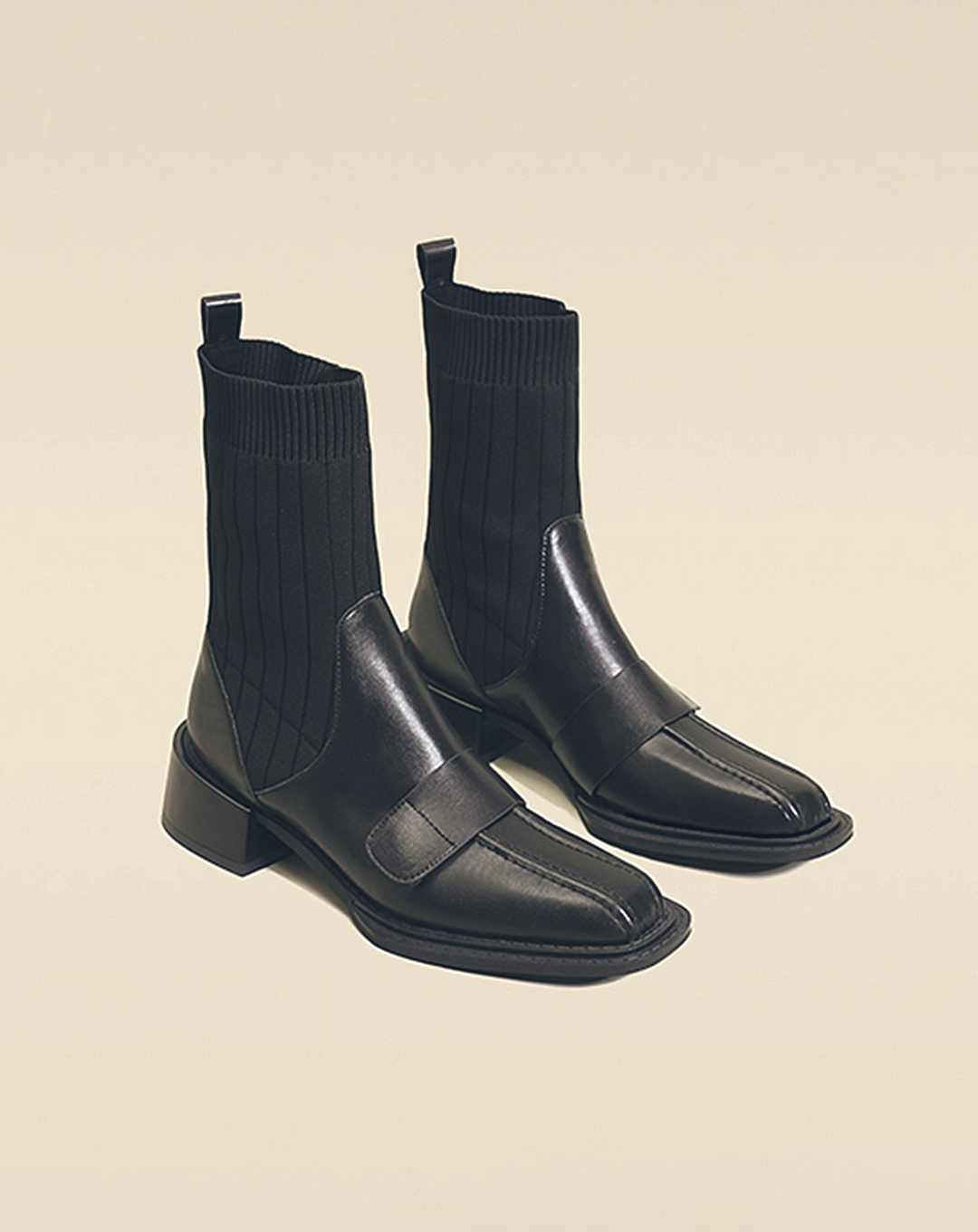 ♀本革/Low Heel Sock Boots