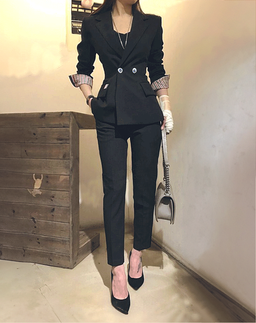 ♀Point Stripe Pants Suit