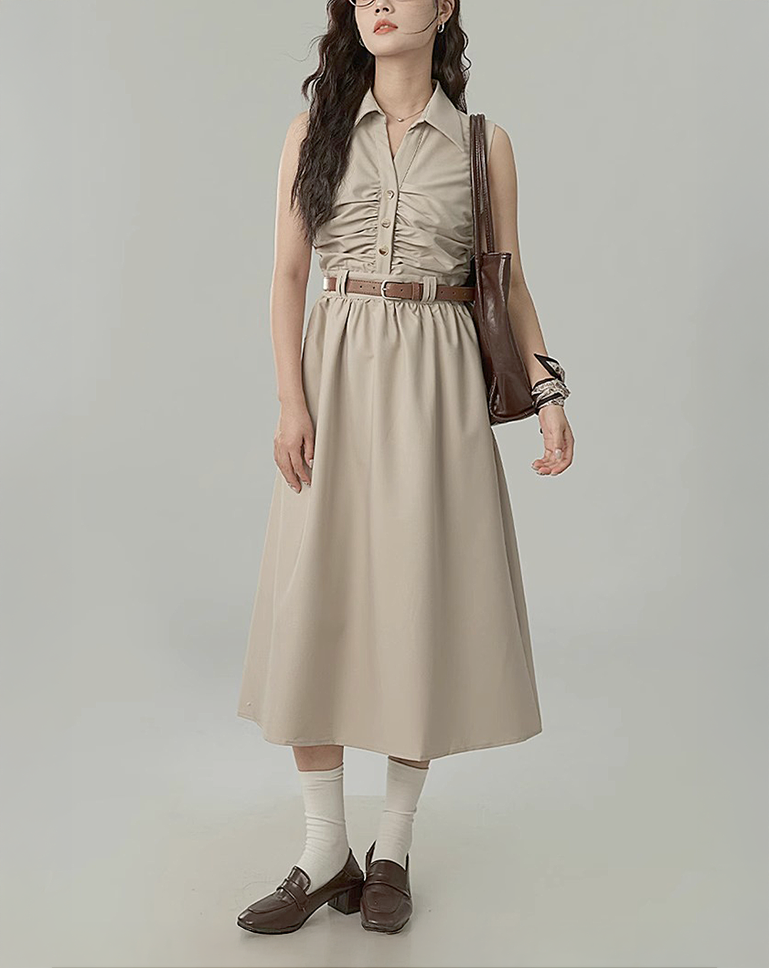 ♀Front Gathered Dress
