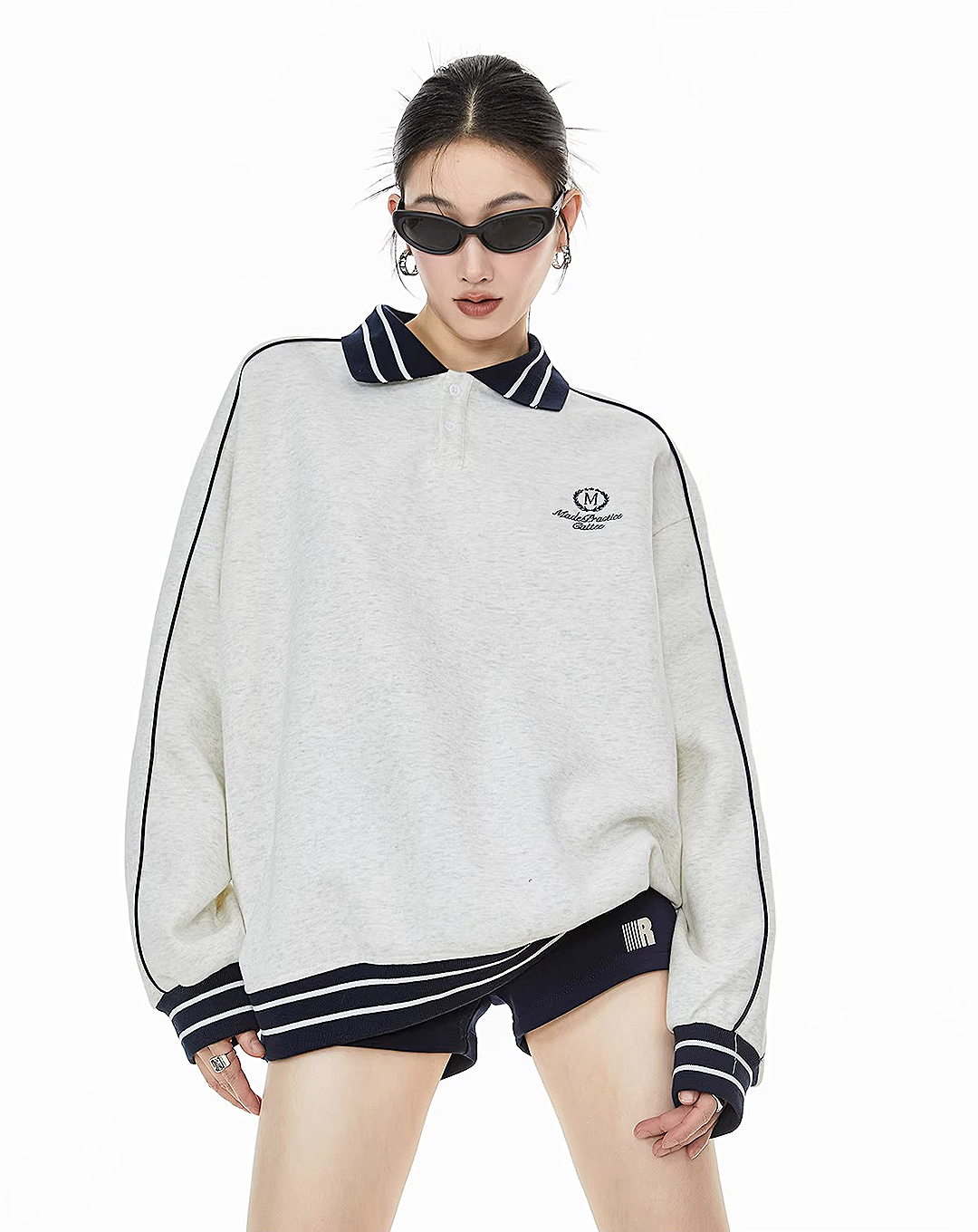 ♀Polo Collar Sweatshirt