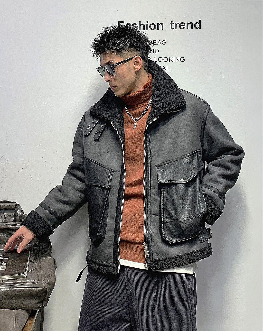 ♂Stand Neck Boa Jacket