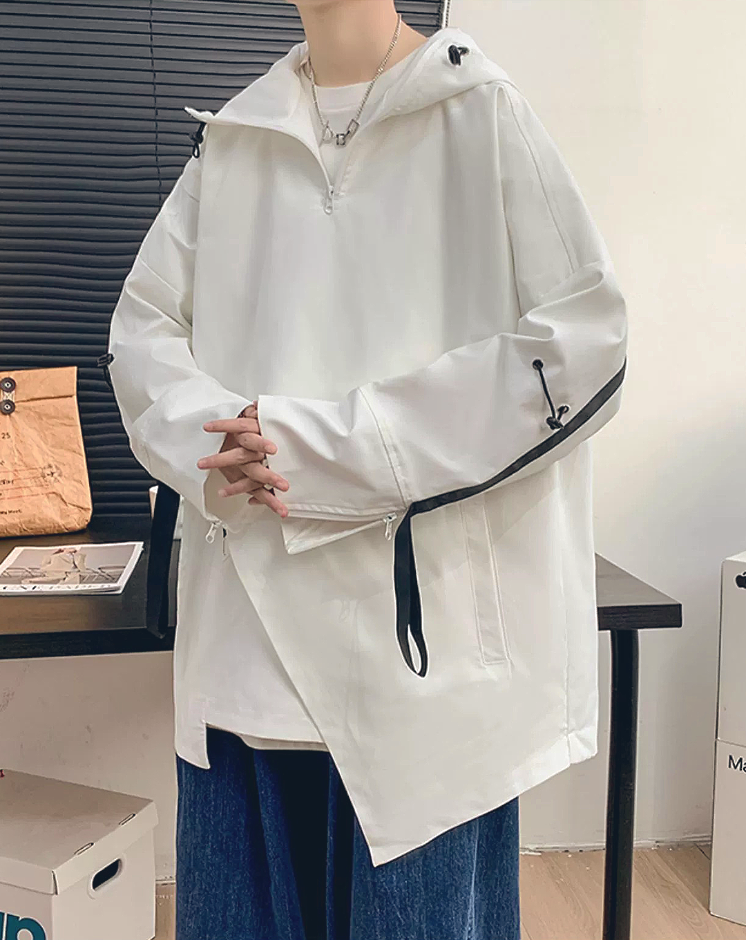 ♂Asymmetric Design Anorak Hoodie