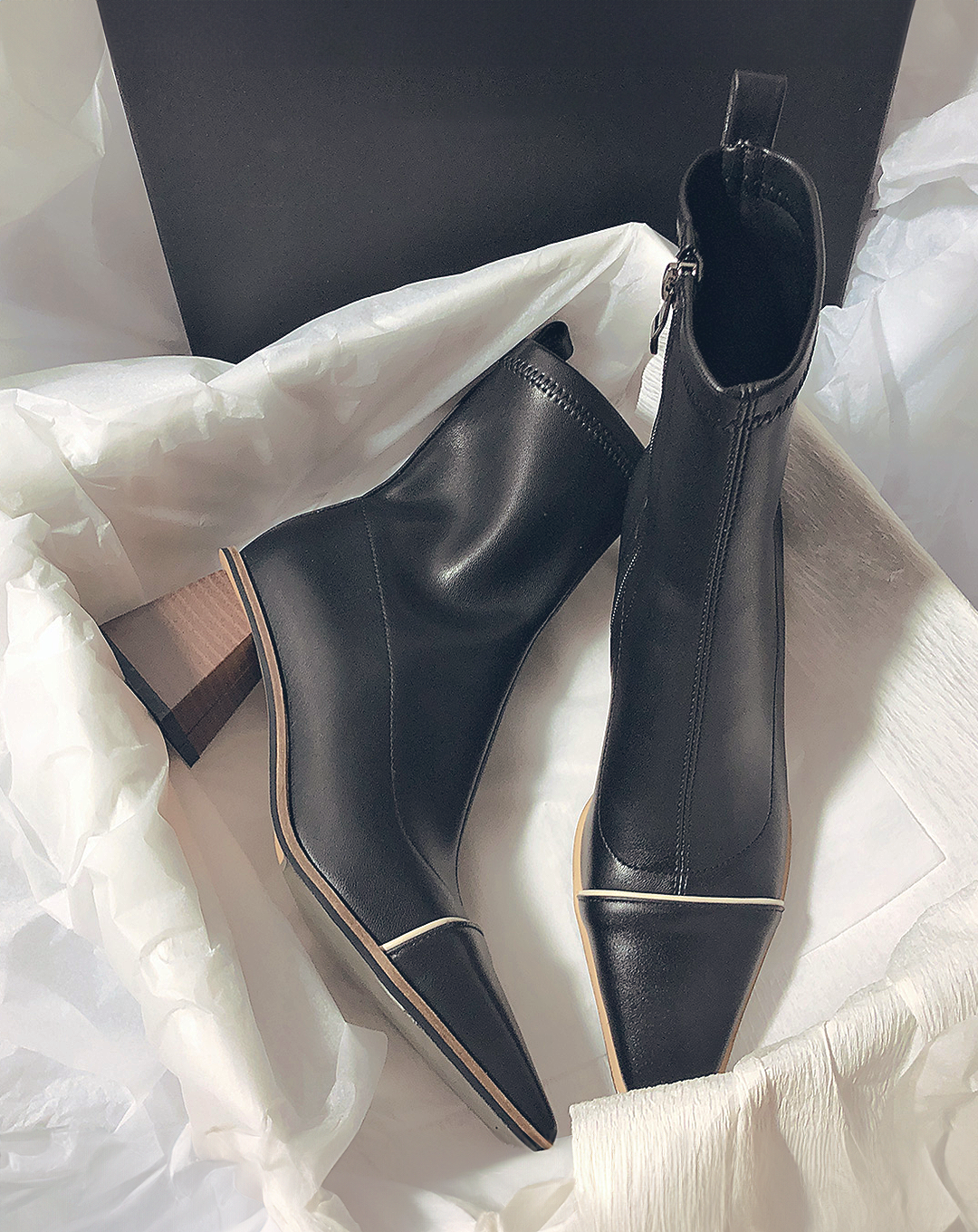 ♀本革/Plain Narrow Line Boots