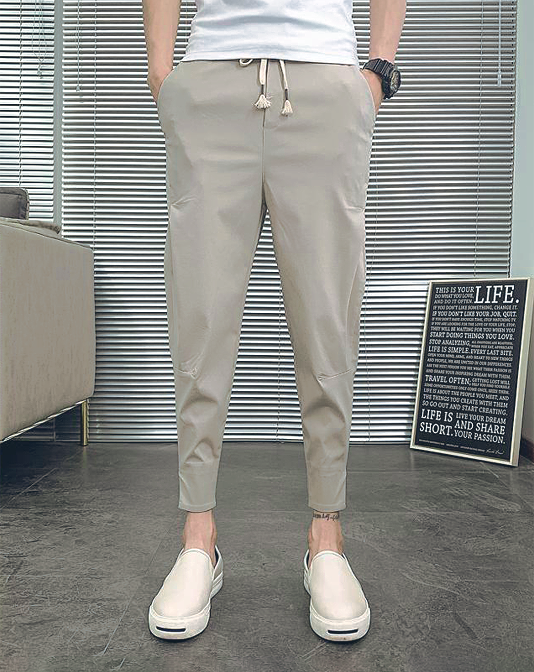 ♂Side Tuck Drawstring Pants