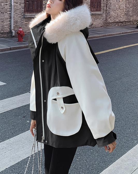 ♀Fur Collar Zip Jacket
