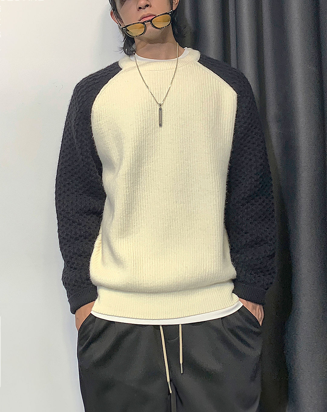 ♂Bicolor Raglan Sweater