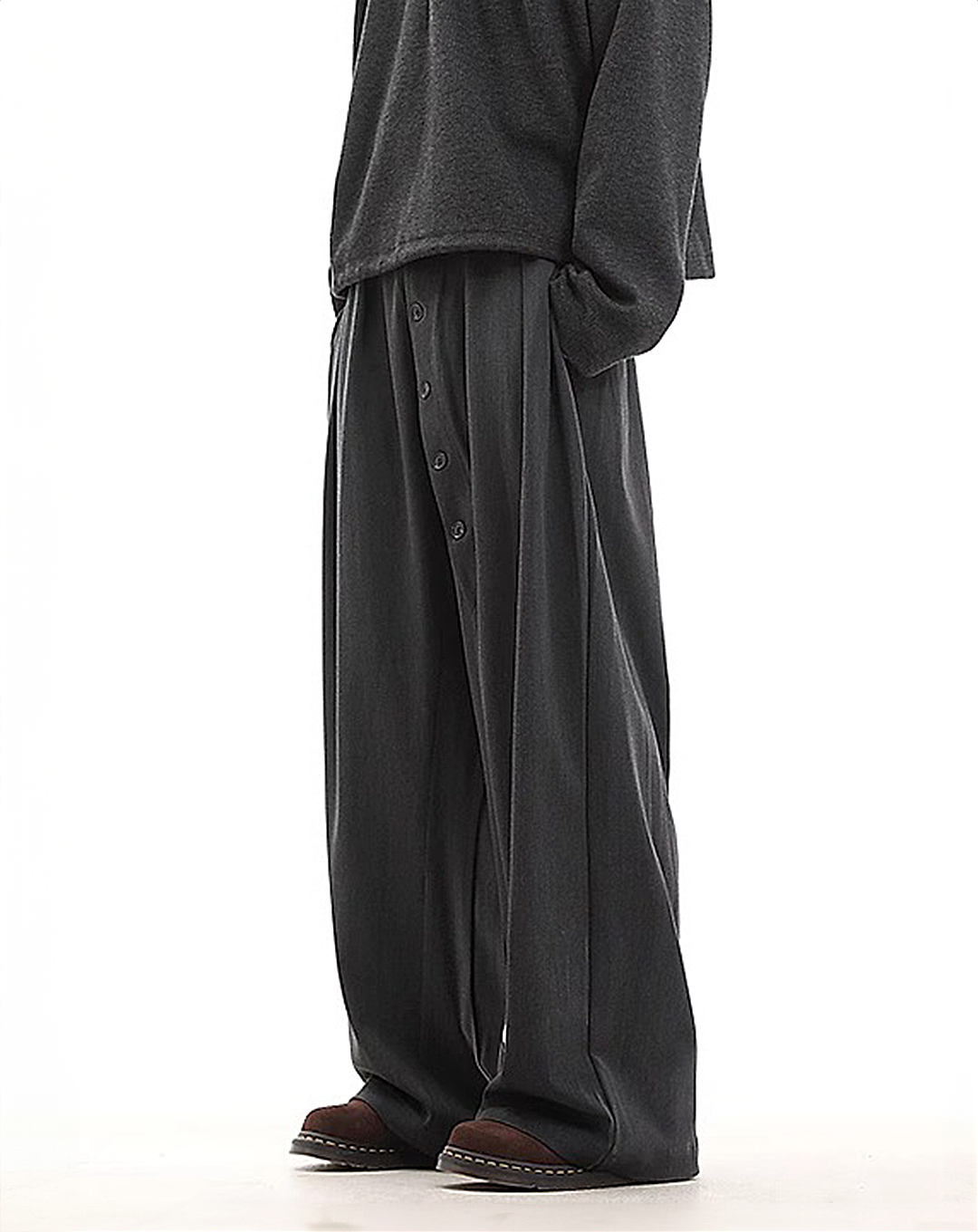♂Button Wide-Leg Pants
