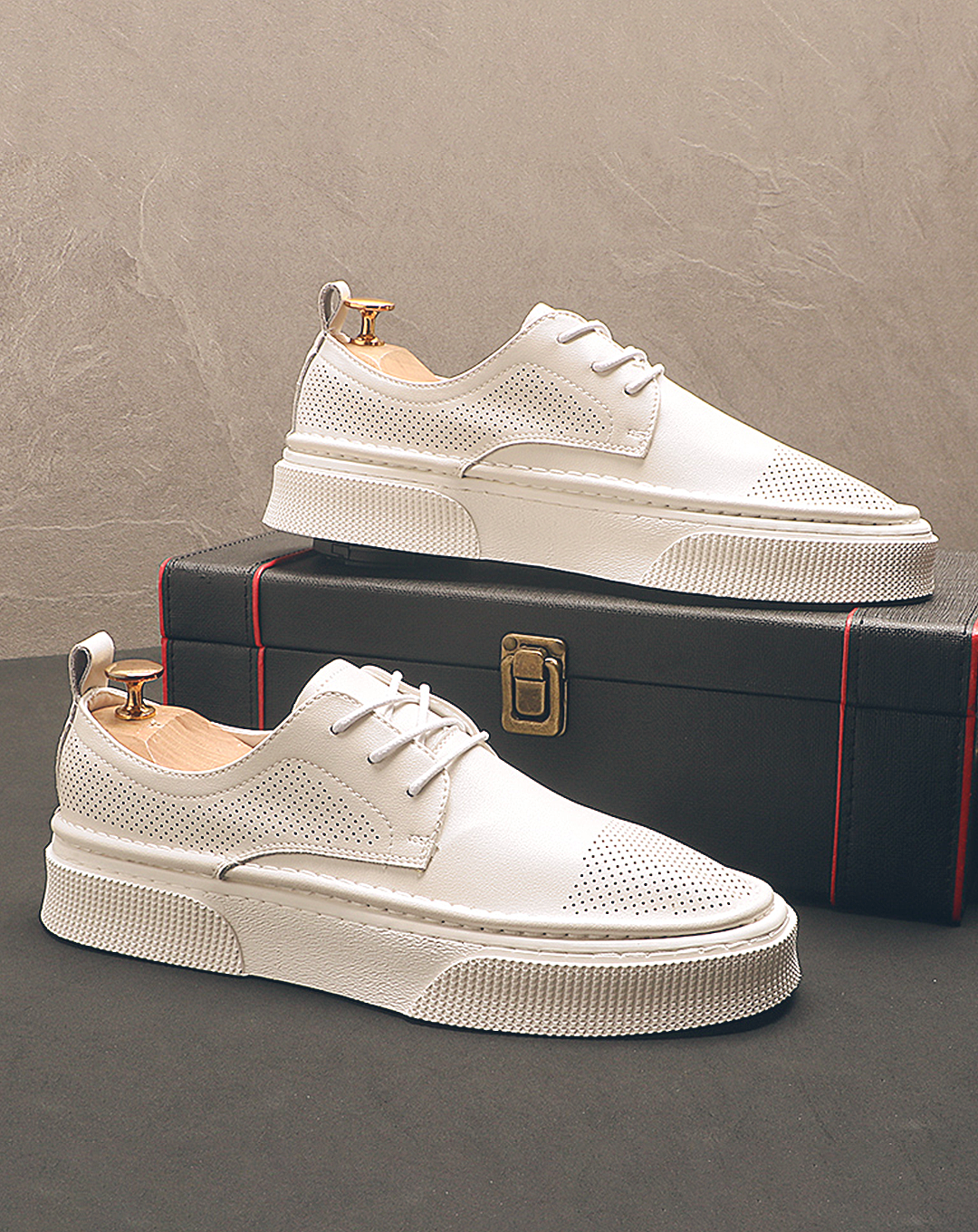 ♂♀Platform Mesh Leather Shoes