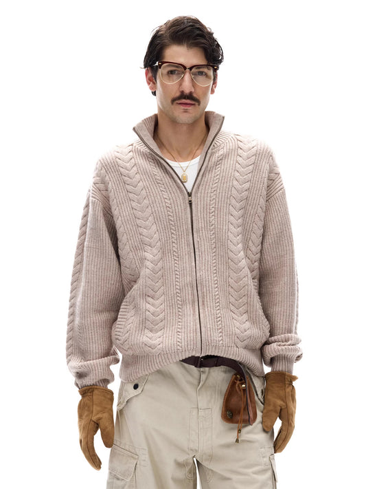 ♂Cable Knit Zip Cardigan