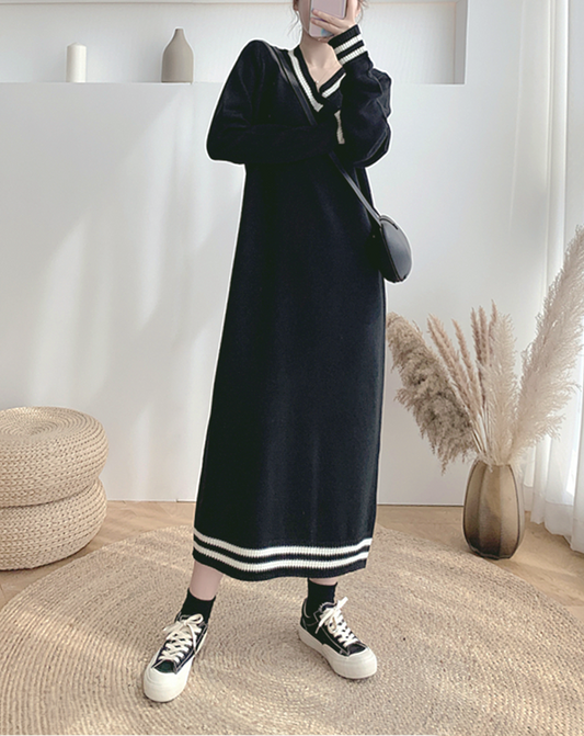 ♀V-neck Line Design Straight Dress