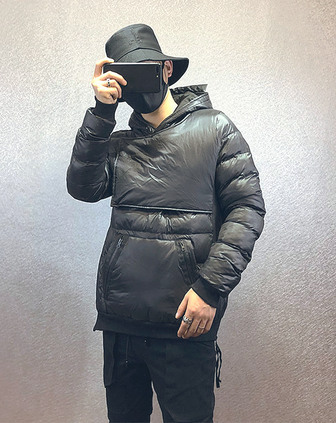 ♂Asymmetric Wrap Design Down Jacket