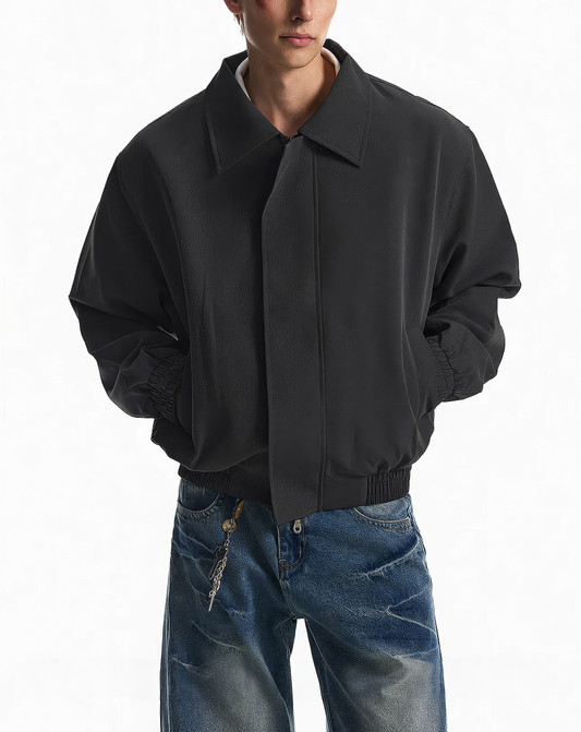 ♂♀ Gathered Hem Zip Jacket
