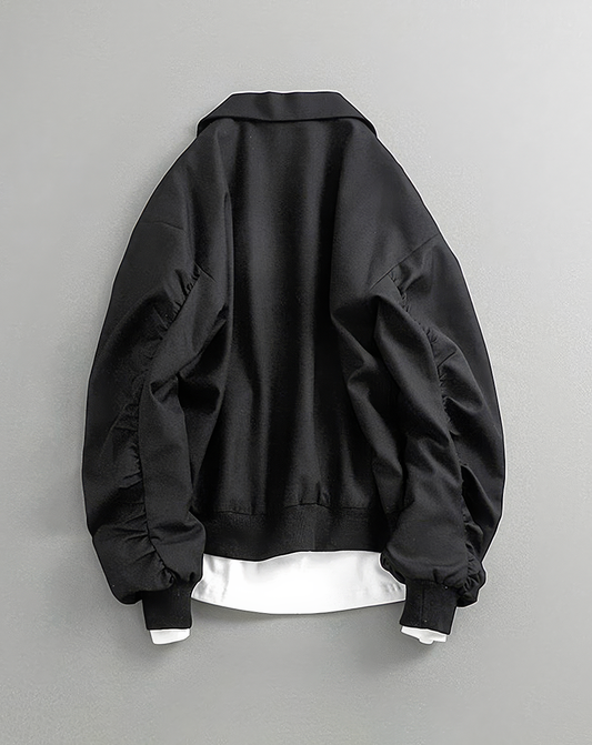 ♂Ruched Sleeve Bomber Jacket