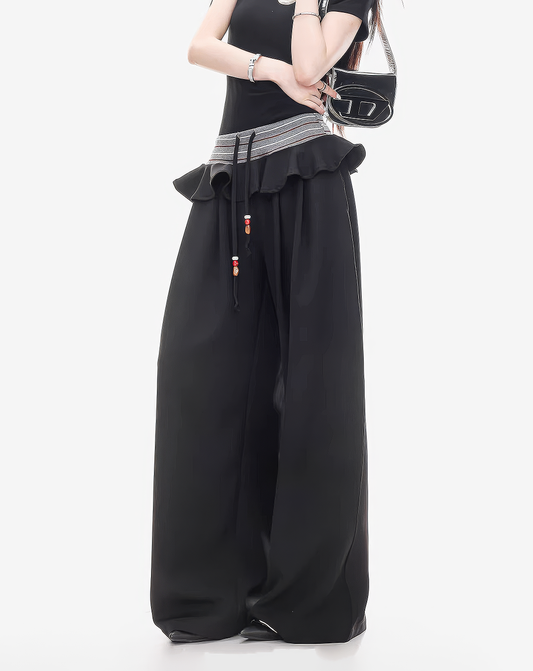 ♀Frilled Waist Wide Pants