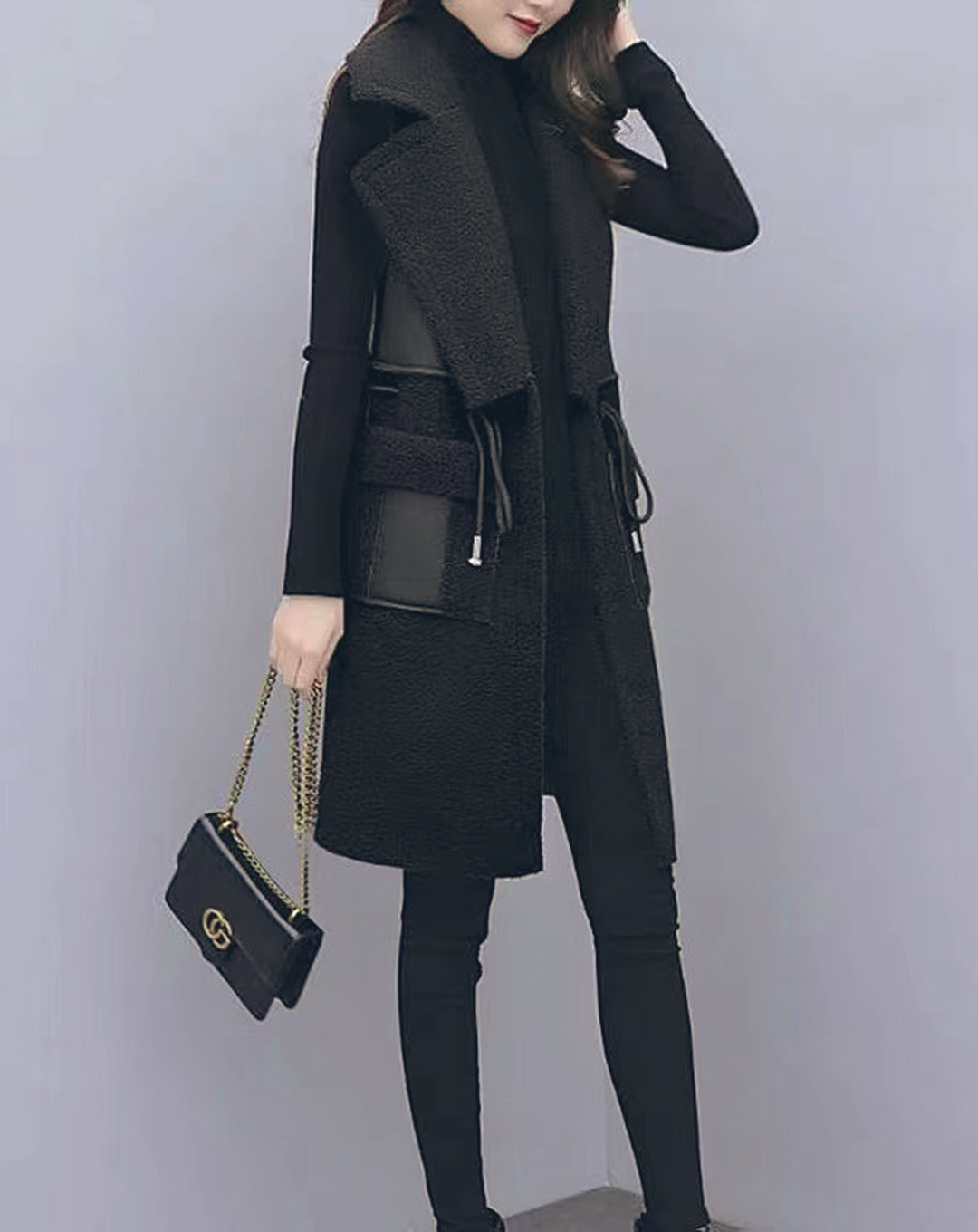 ♀Boa Long Vest Coat