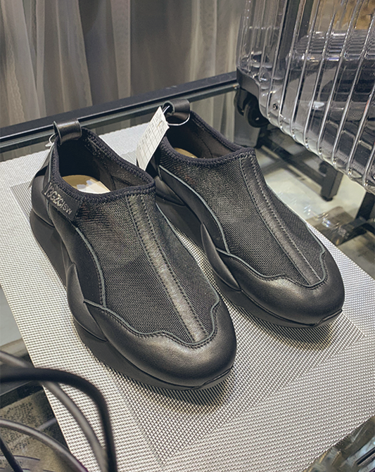 ♂♀本革/Mesh and Leather Slip-on Shoes
