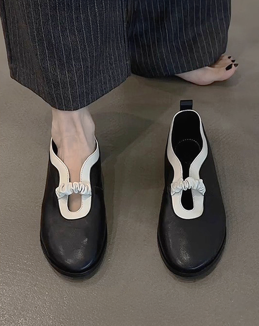 ♀Gathered Strap Flat Shoes