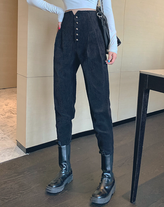 ♀High Waist Corduroy Pants