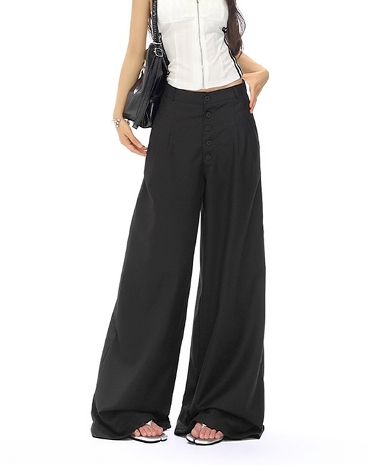 ♀Front Button Wide Pants