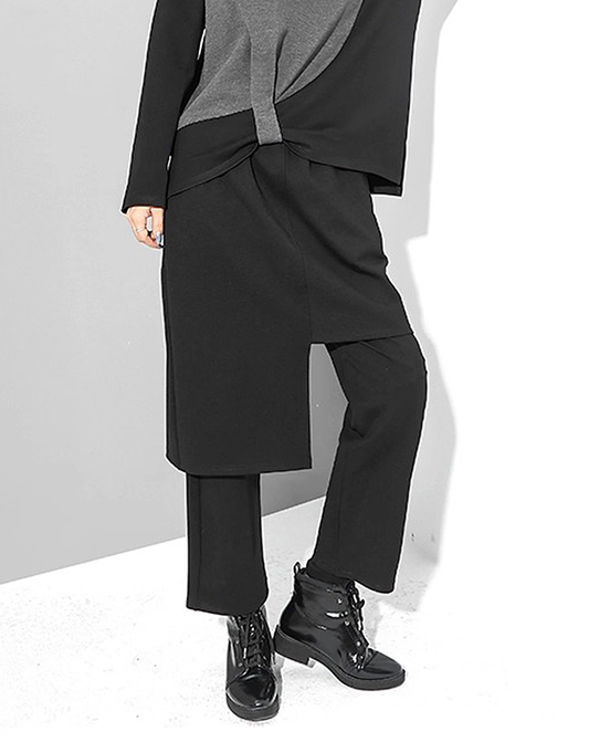 ♀Asymmetry Layered Skirt Pants