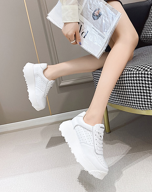 ♀本革/White Platform Sneakers