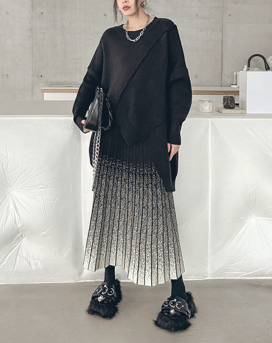♀Monotone Gradation Pleated Skirt