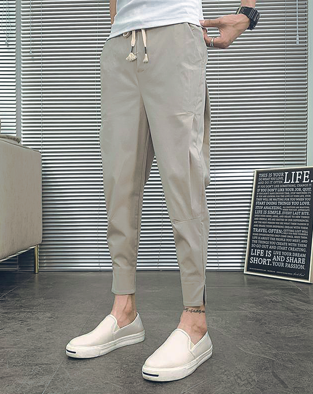 ♂Side Tuck Drawstring Pants