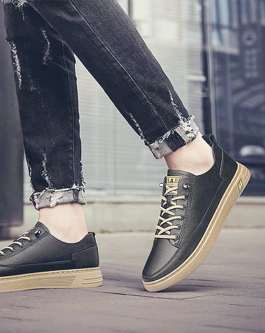 ♂♀Simple Stitch Leather Sneakers