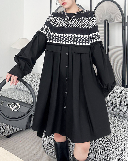 ♀Switching Shirt Dress