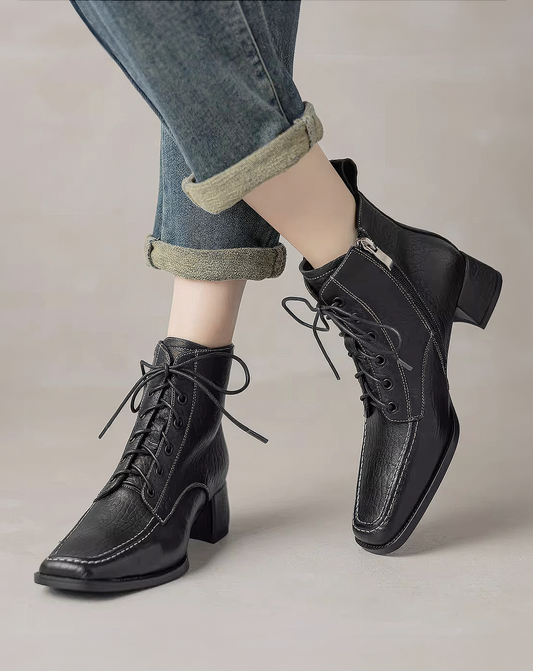 ♀本革/Stitched Square Toe Boots