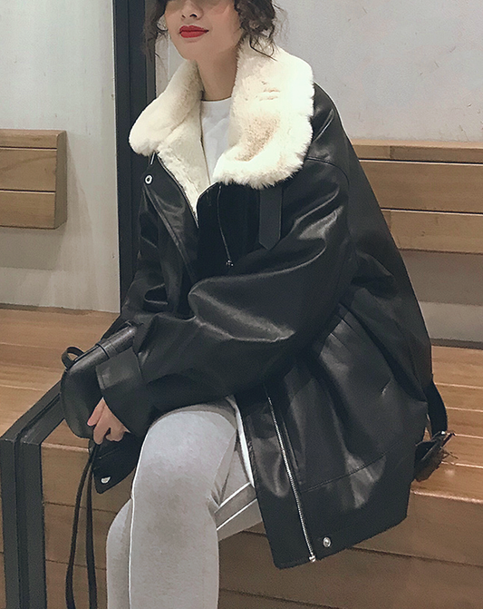 ♀Big Silhouette Mouton Jacket