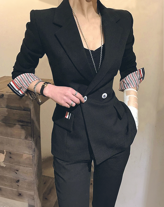 ♀Point Stripe Pants Suit