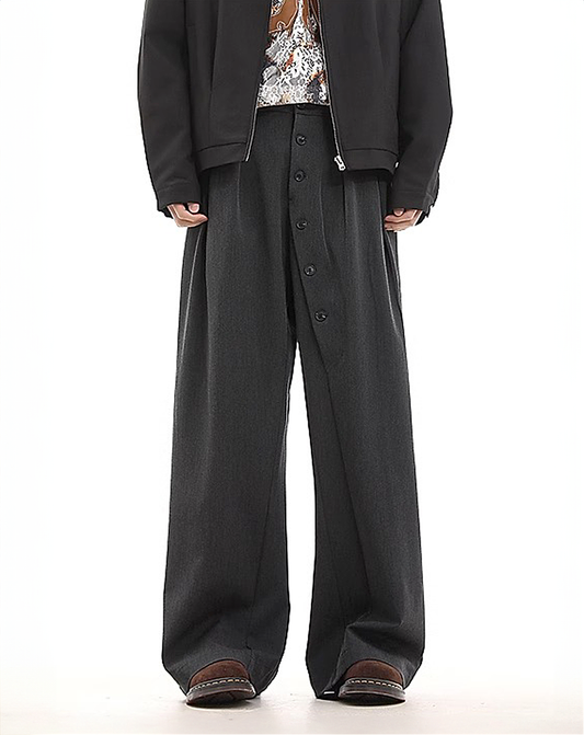 ♂Button Wide-Leg Pants