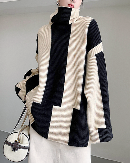 ♀Monochrome Striped Knit