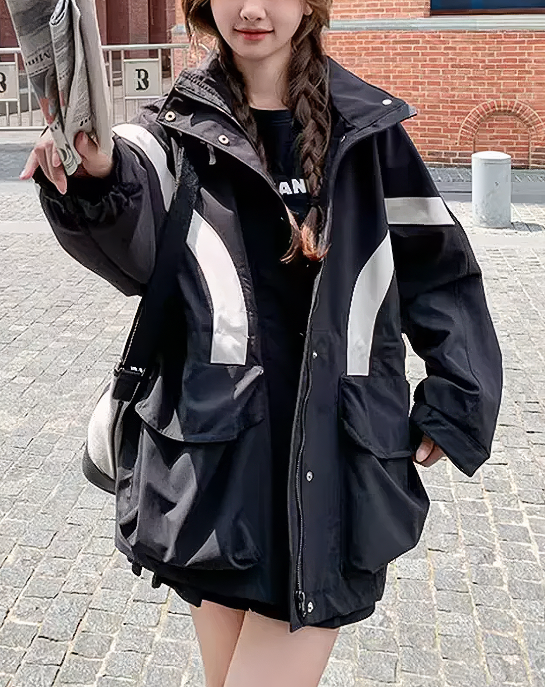 ♀Contrast Line Hooded Jacket