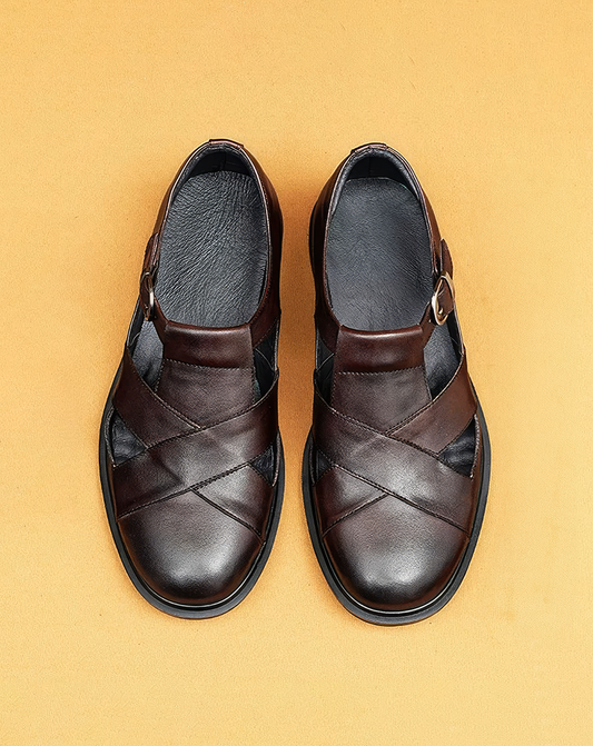 ♂本革/Cutout Vamp Leather Sandals