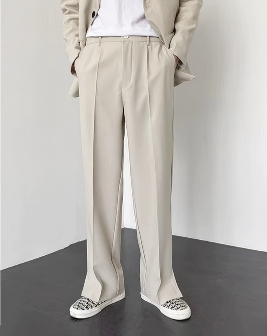 ♂Side Slit Straight Slacks